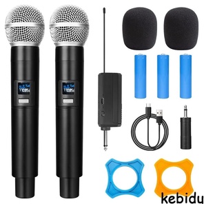 Микрофон для живого вокала kebidu 2 шт.беспроводной микрофон для Студийный/караоке/живого вокала, черный матовый
