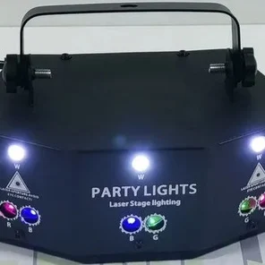 Laser 6 лучей RGB + Strobe эффект (пульт ду+DMX)